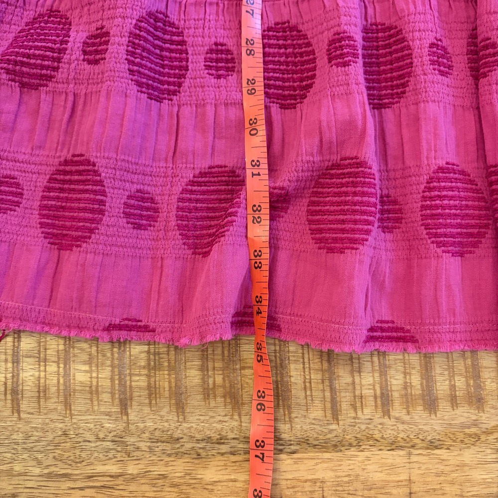 Umgee Tiered Babydoll Dress 1XL Mini Textured Polka Dot Dolman Boho Magenta Pink - Picture 10 of 10